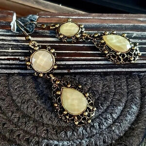 Victorian Style Antique Brass Teardrop Earrings